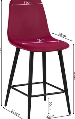 Barhocker Jani - bordeauxfarbener Samt