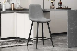 Barhocker Jani - graues Velours