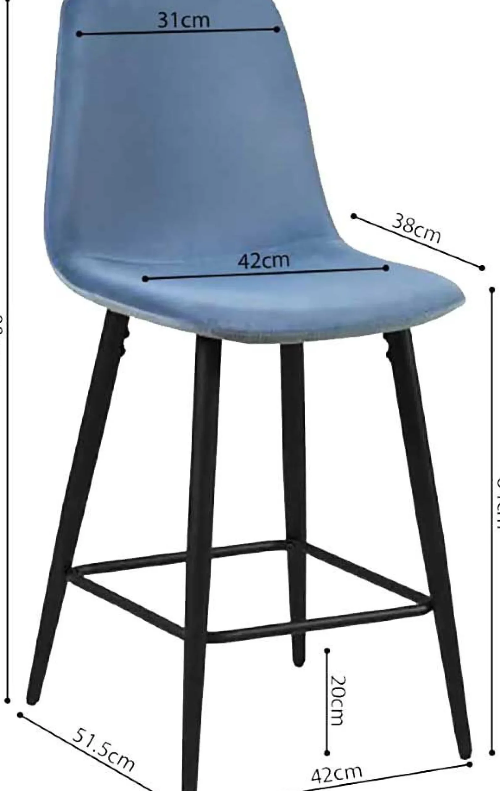 Barhocker Jani hellblau Samt