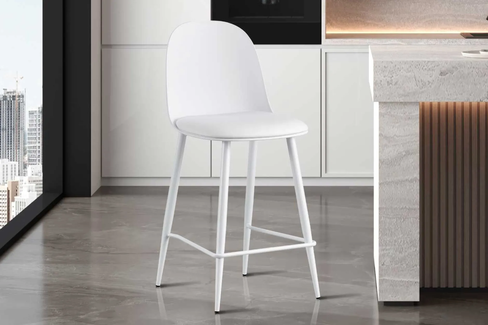 Barhocker Jasmin - 44x51x100cm - mit Kissen - weiß