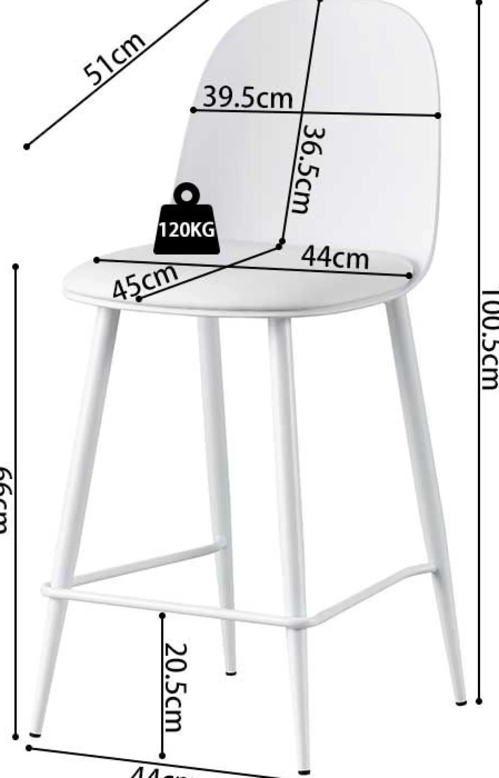 Barhocker Jasmin - 44x51x100cm - mit Kissen - weiß