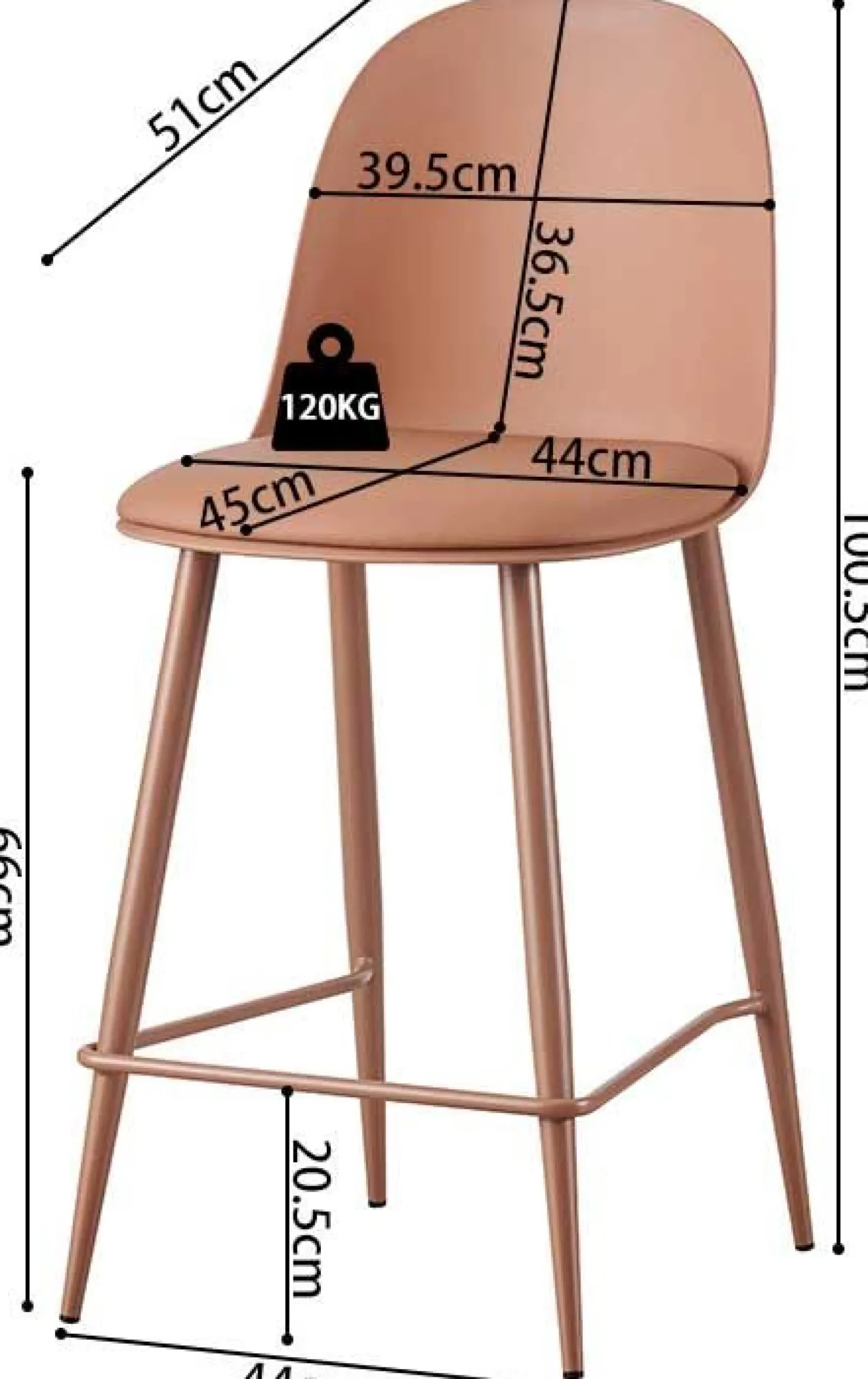 Barhocker Jasmin - 44x51x100cm - mit Kissen - terracotta
