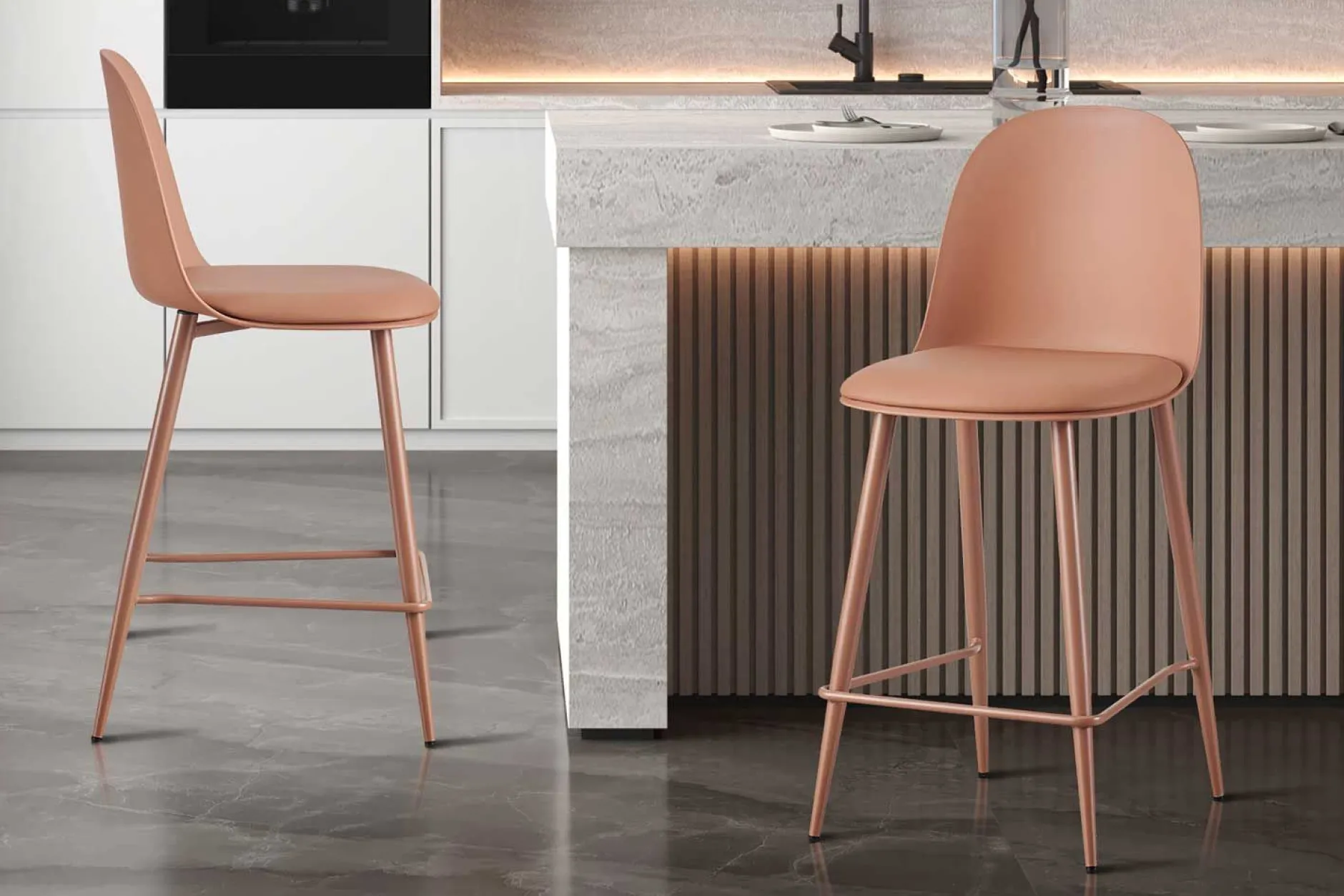 Barhocker Jasmin - 44x51x100cm - mit Kissen - terracotta