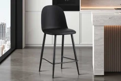 Barhocker Jasmin - 44x51x100cm - mit Kissen - schwarz
