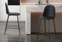 Barhocker Jasmin - 44x51x100cm - mit Kissen - schwarz