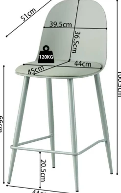 Barhocker Jasmin - 44x51x100cm - mit Kissen - grau-grün