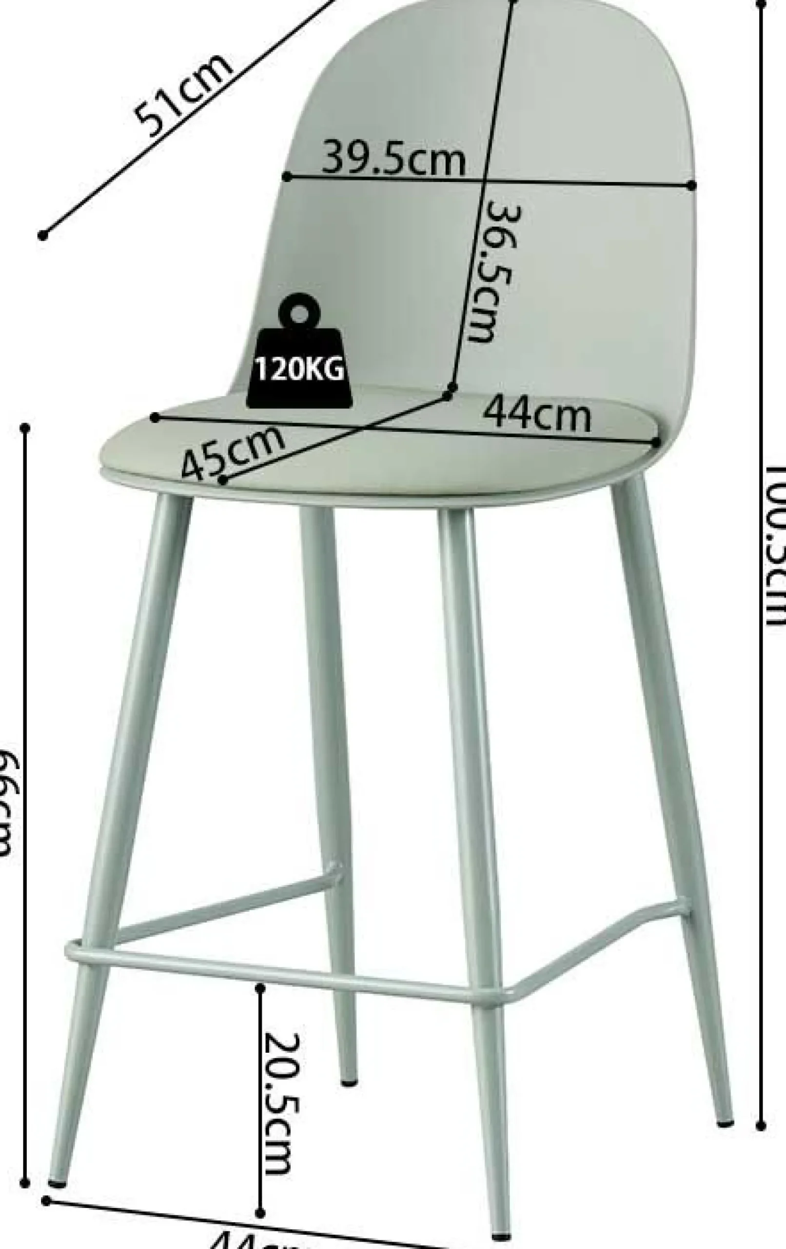 Barhocker Jasmin - 44x51x100cm - mit Kissen - grau-grün