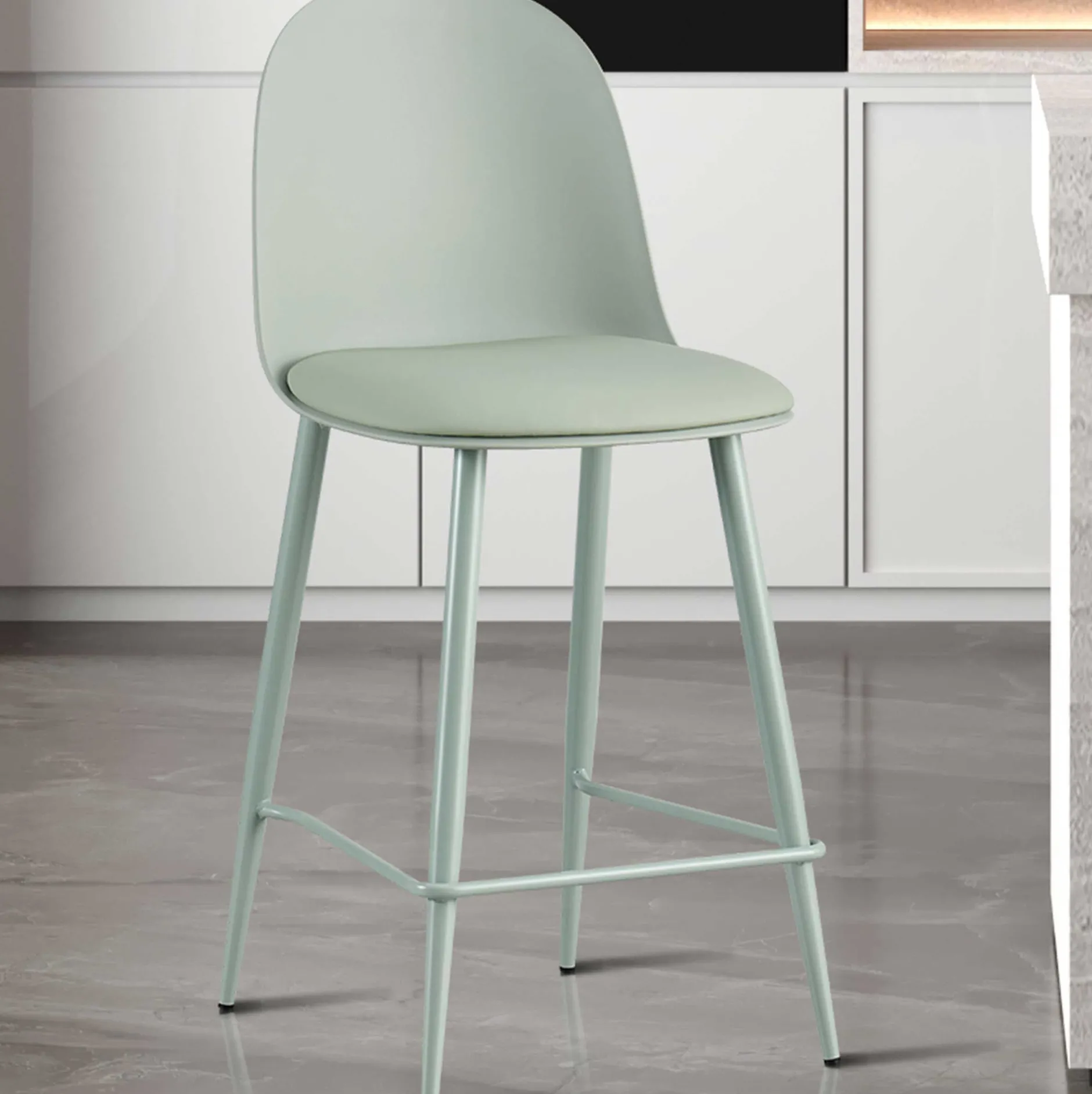 Barhocker Jasmin - 44x51x100cm - mit Kissen - grau-grün