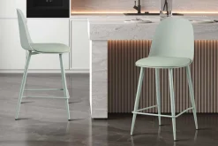 Barhocker Jasmin - 44x51x100cm - mit Kissen - grau-grün