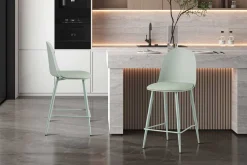 Barhocker Jasmin - 44x51x100cm - mit Kissen - grau-grün
