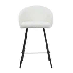 Barhocker June Bouclé Weiß | Metallbeine | H87 x B52 x T51 cm