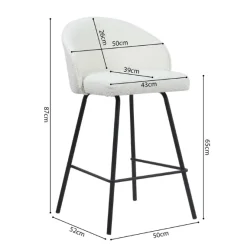 Barhocker June Bouclé Weiß | Metallbeine | H87 x B52 x T51 cm
