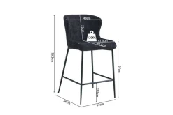 Barhocker Lisa | 52 x 56 x 97 cm | Dunkelgrau