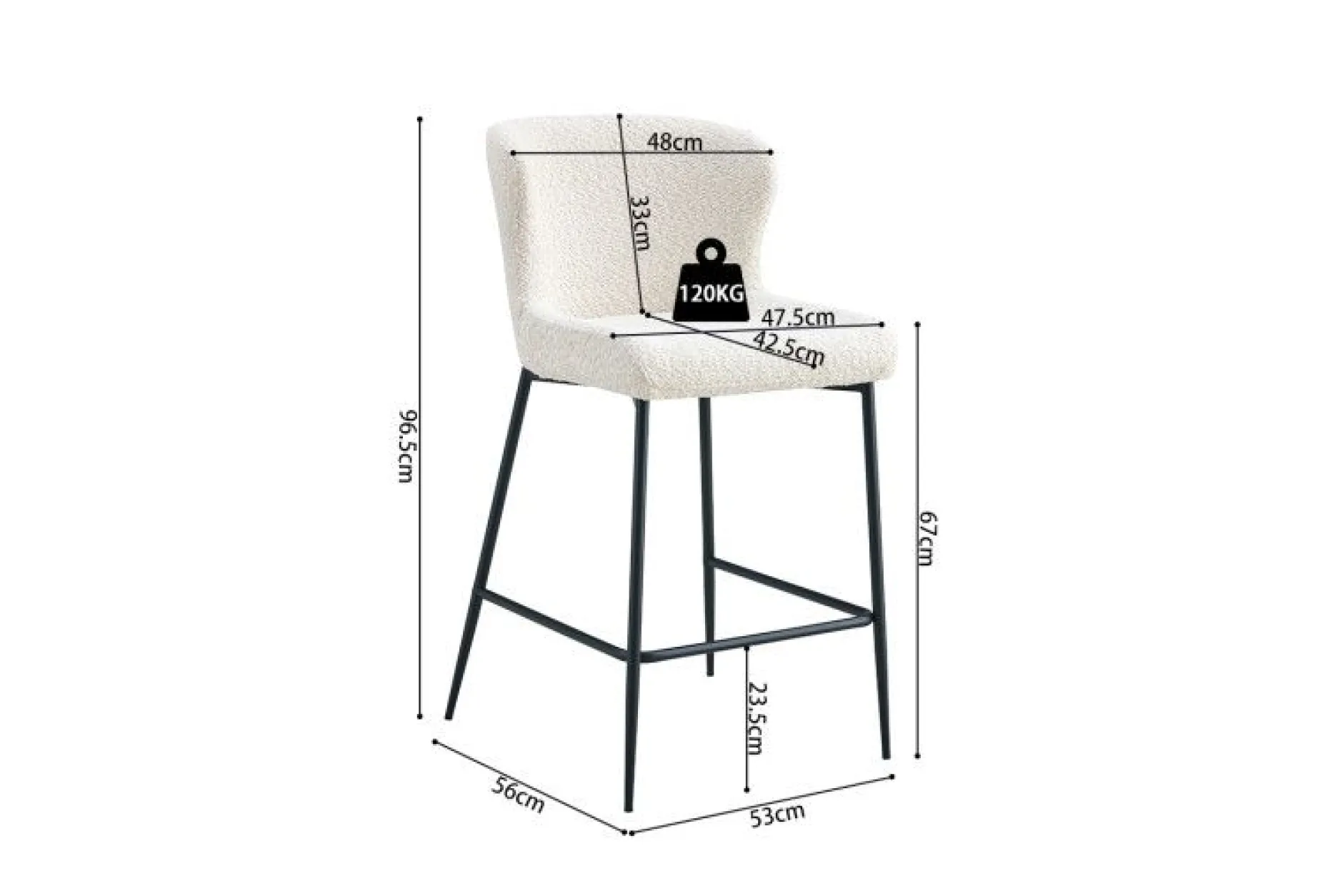 Barhocker Lisa | 52 x 56 x 97 cm | Weiß