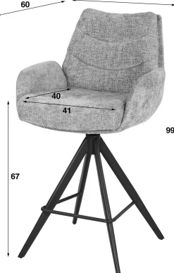 Barhocker Lungo - 56x60x99cm - drehbar - taupe