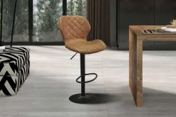 Barhocker Malaga PU Cognac - Vintage Metallbeine | H-H 90-111 x B-L 48 x T-P 52 cm