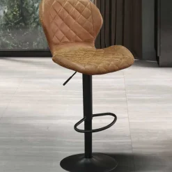 Barhocker Malaga PU Cognac - Vintage Metallbeine | H-H 90-111 x B-L 48 x T-P 52 cm