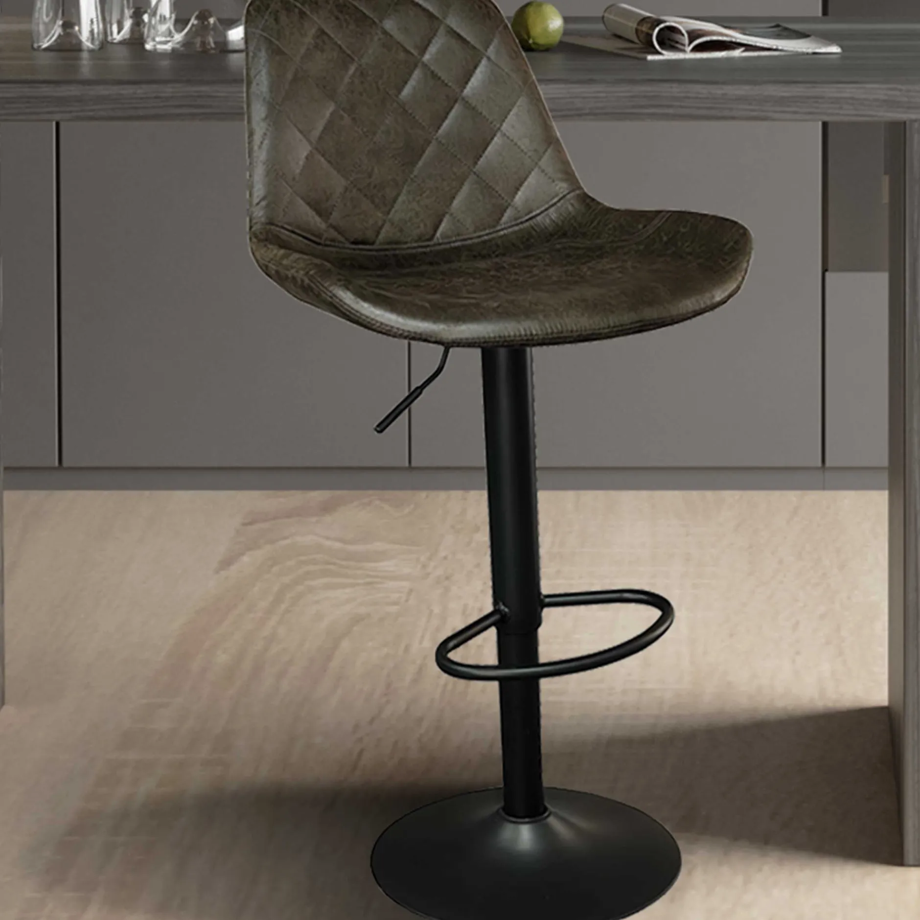 Barhocker mit Karomuster Madeira dunkelbraun