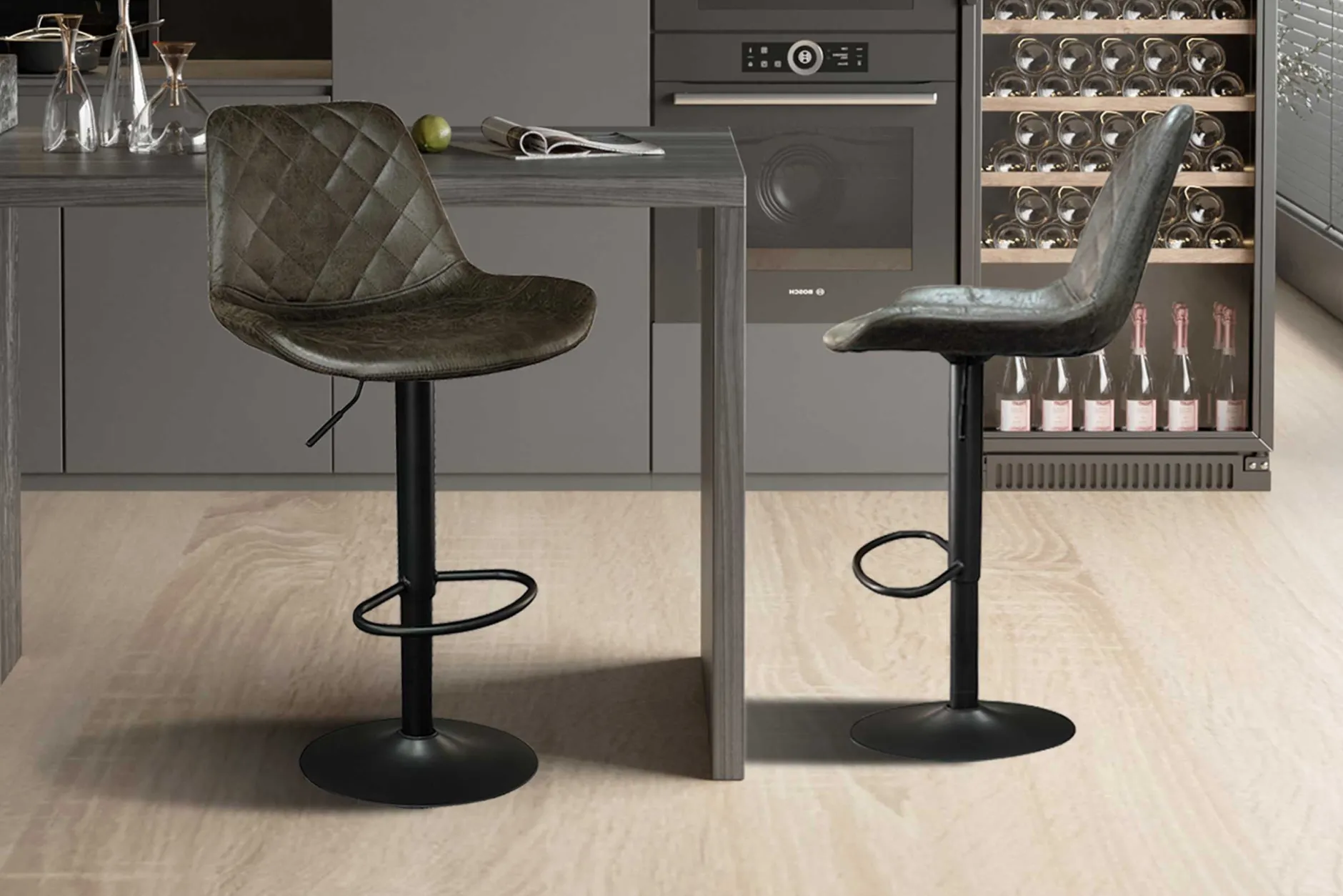 Barhocker mit Karomuster Madeira dunkelbraun