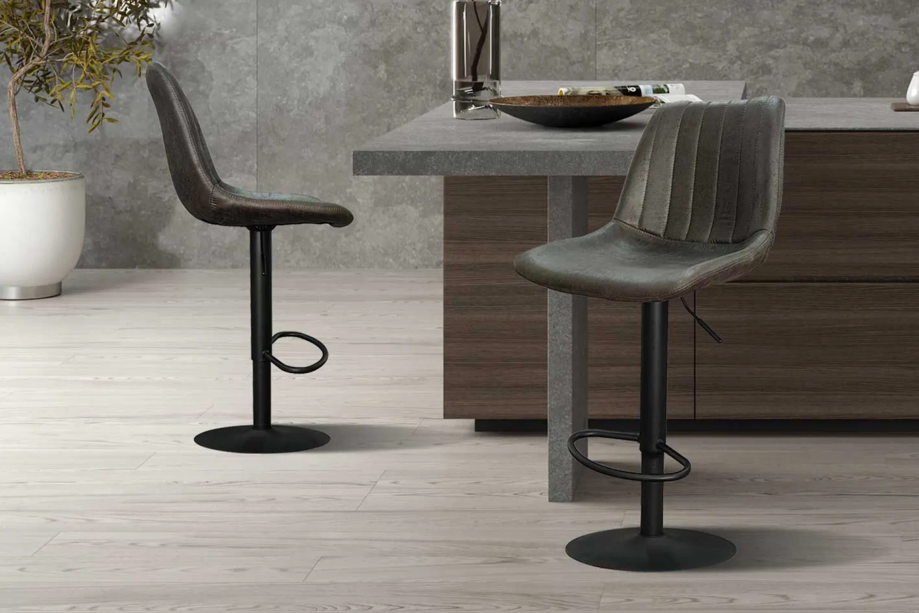 Barhocker mit Streifenmuster Madeira dunkelbraun