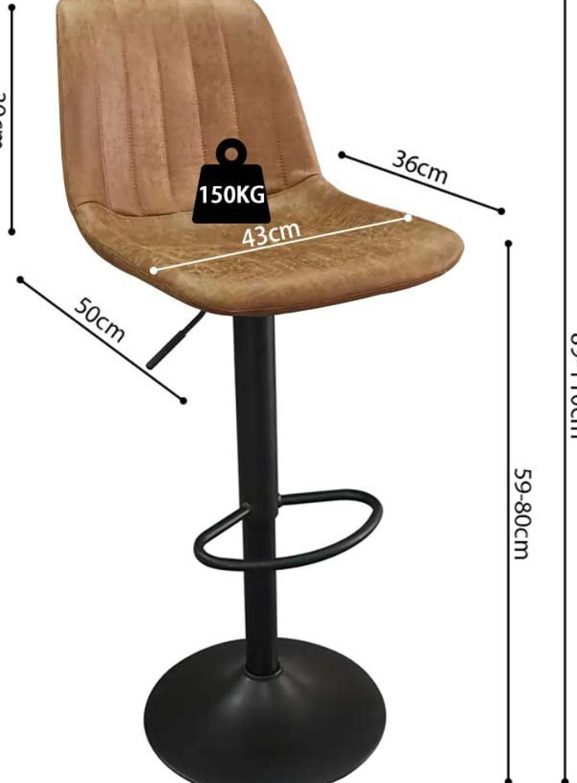 Barhocker mit Streifenmuster Madeira-Cognac