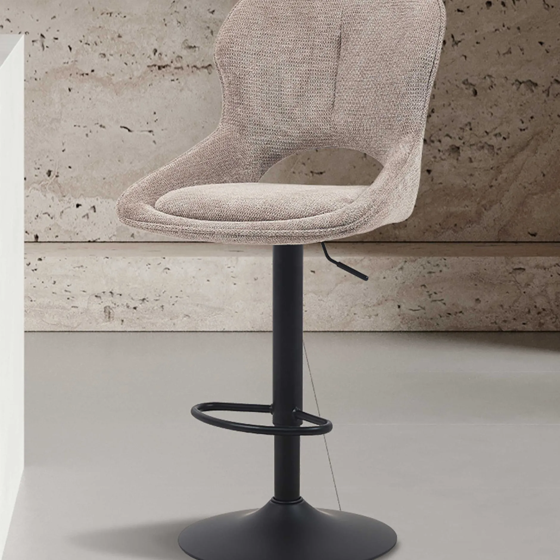Barhocker Morris - 51x53x100-121cm - verstellbar - brauner Stoff