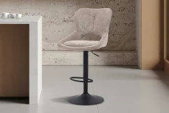 Barhocker Morris - 51x53x100-121cm - verstellbar - brauner Stoff