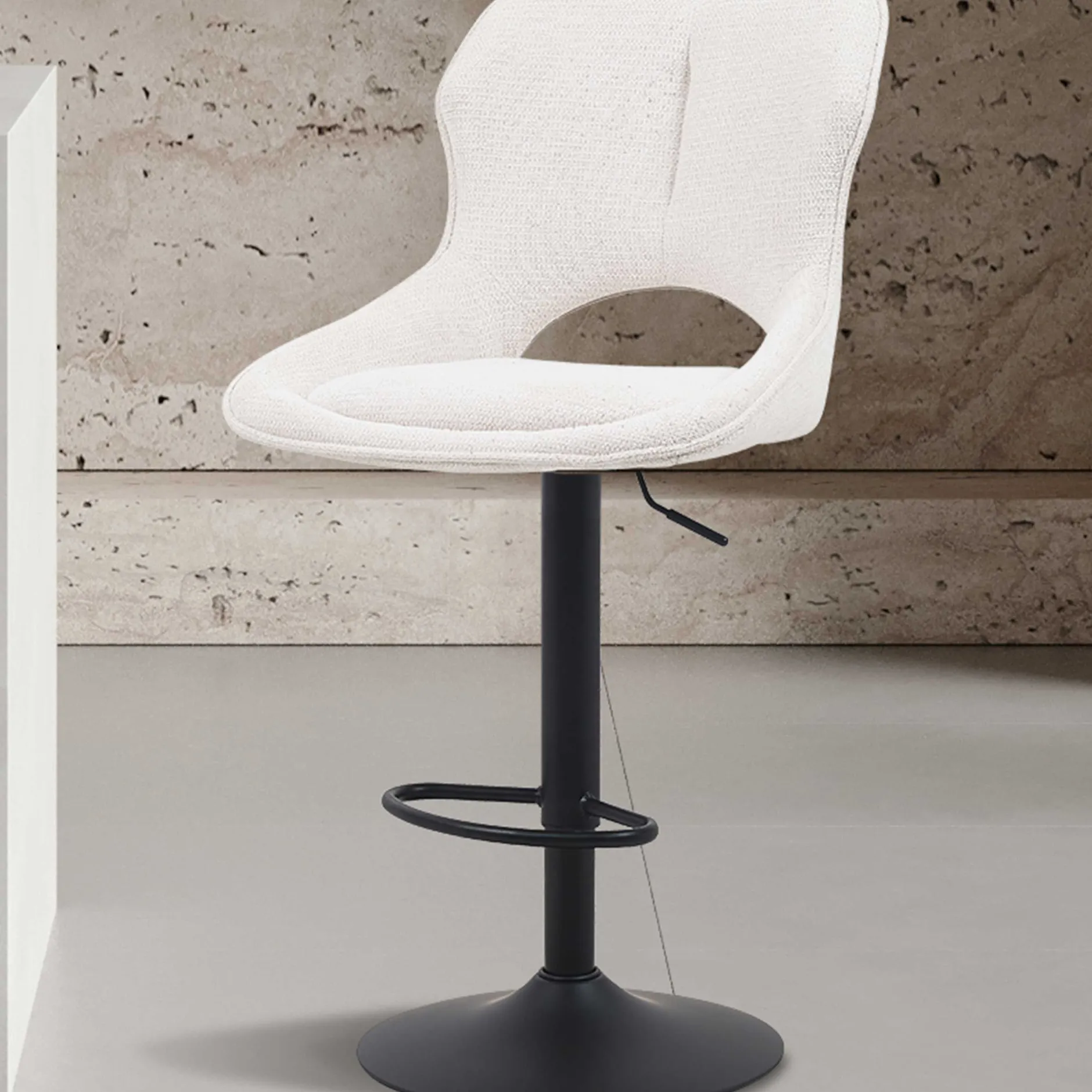 Barhocker Morris - 51x53x100-121cm - verstellbar - beige Stoff
