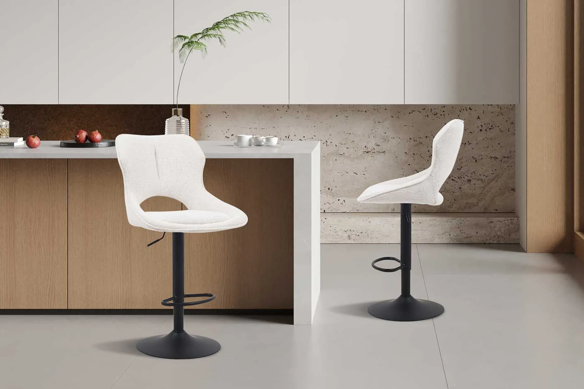 Barhocker Morris - 51x53x100-121cm - verstellbar - beige Stoff
