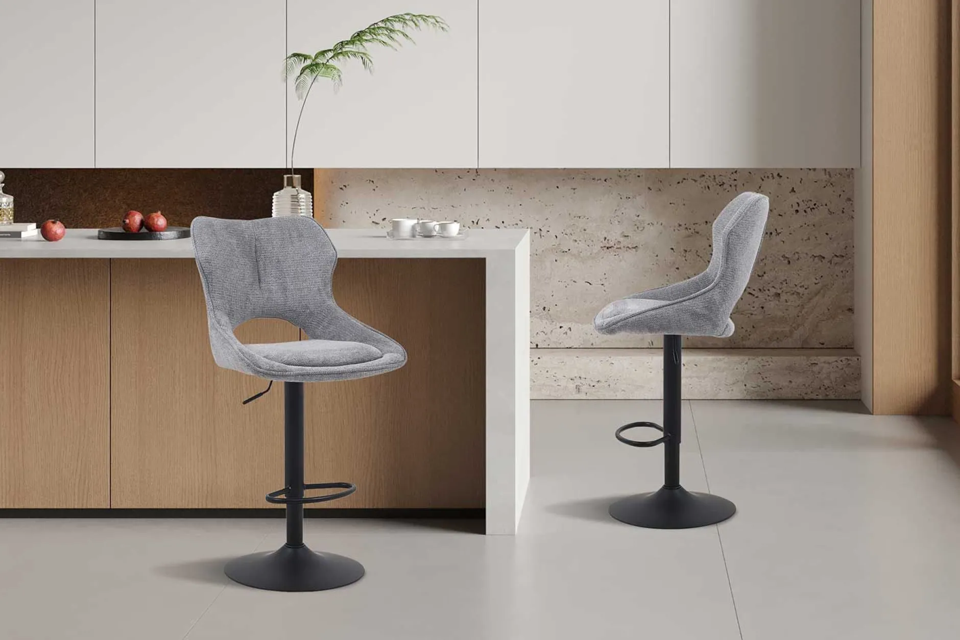 Barhocker Morris - 51x53x100-121cm - verstellbar - dunkelgrauer Stoff