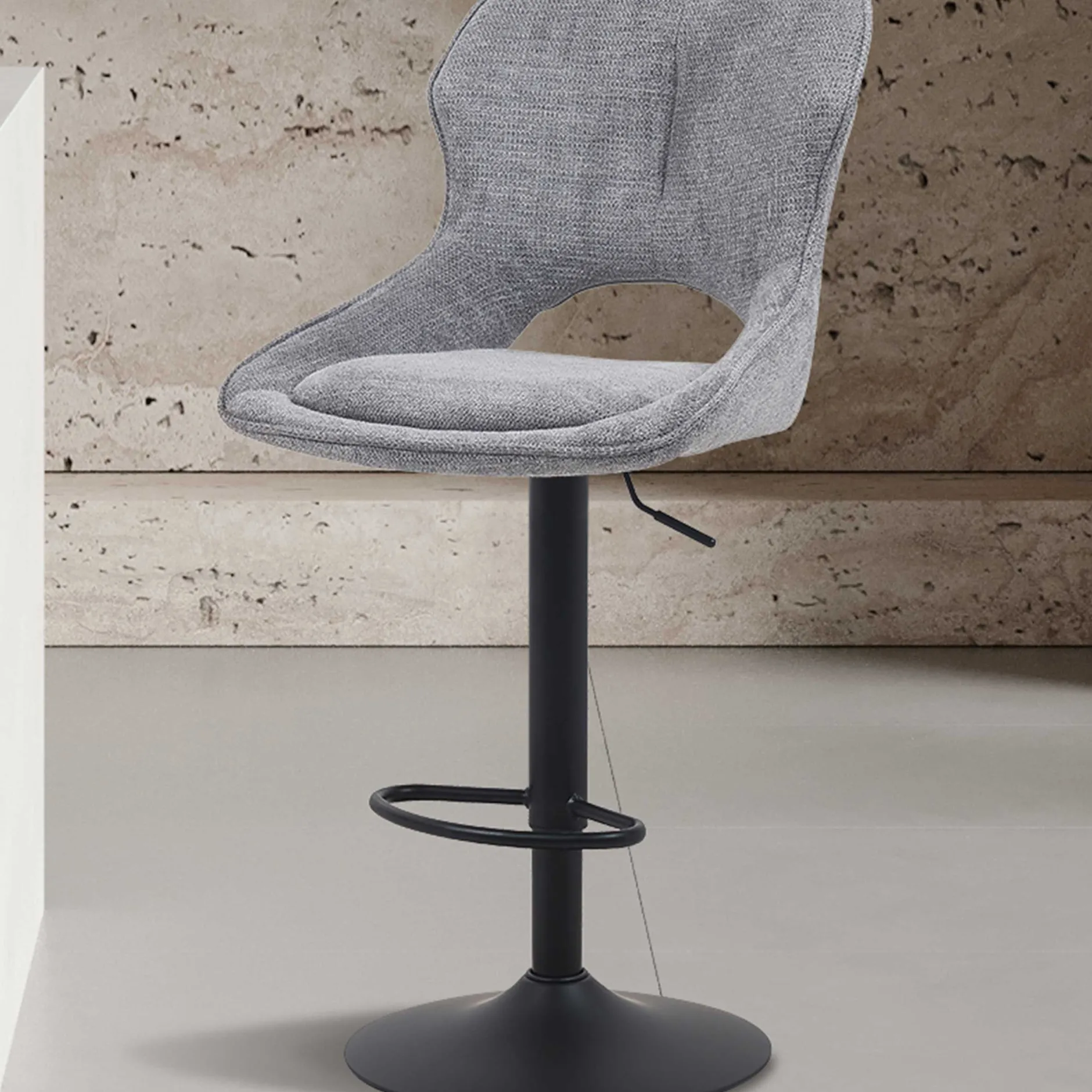 Barhocker Morris - 51x53x100-121cm - verstellbar - dunkelgrauer Stoff