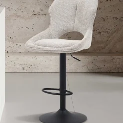 Barhocker Morris - 51x53x100-121cm - verstellbar - hellgrauer Stoff
