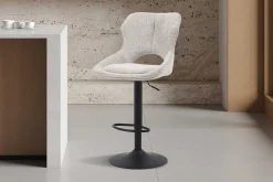 Barhocker Morris - 51x53x100-121cm - verstellbar - hellgrauer Stoff
