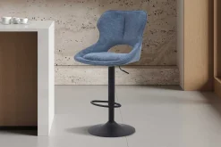 Barhocker Morris - 51x53x100-121cm - verstellbar - blauer Stoff