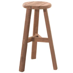 Barhocker Ribero gescova – recyceltes Teakholz – Ø35x75cm – Braun
