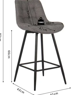 Barhocker Riva | 46 x 55 x 93 cm | Grau