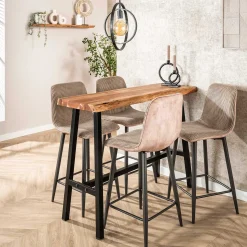 Barhocker Rock - 45x50x99cm - beige gerippter Samt