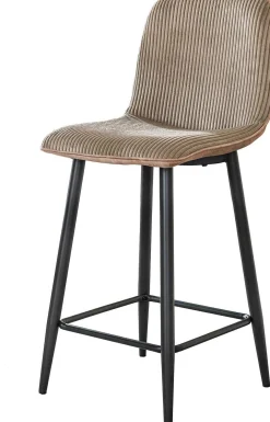Barhocker Rock - 45x50x99cm - beige gerippter Samt