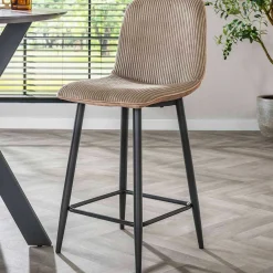 Barhocker Rock - 45x50x99cm - beige gerippter Samt