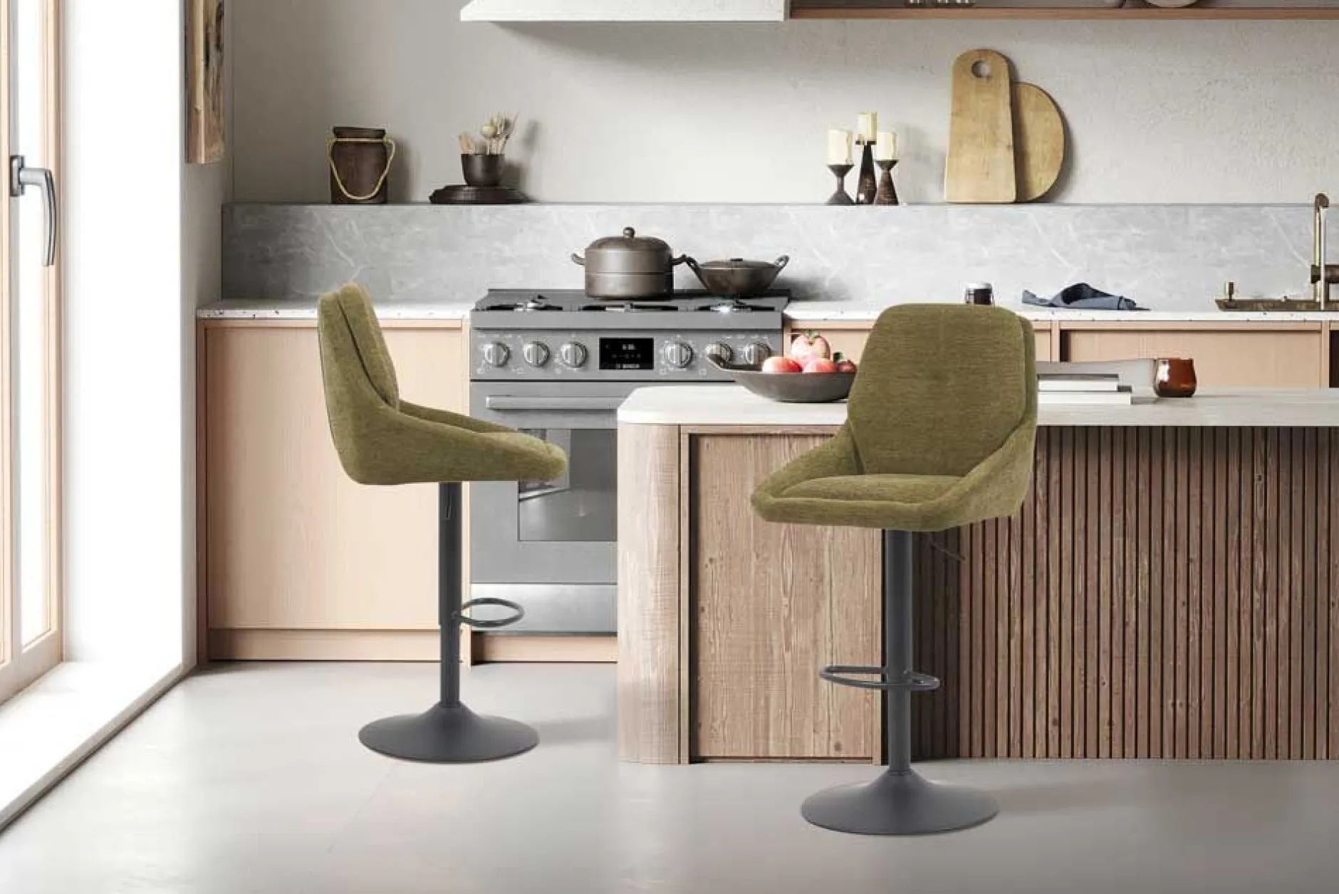 Barhocker Sabine - 50x60x100-121cm - verstellbar - drehbar - grün