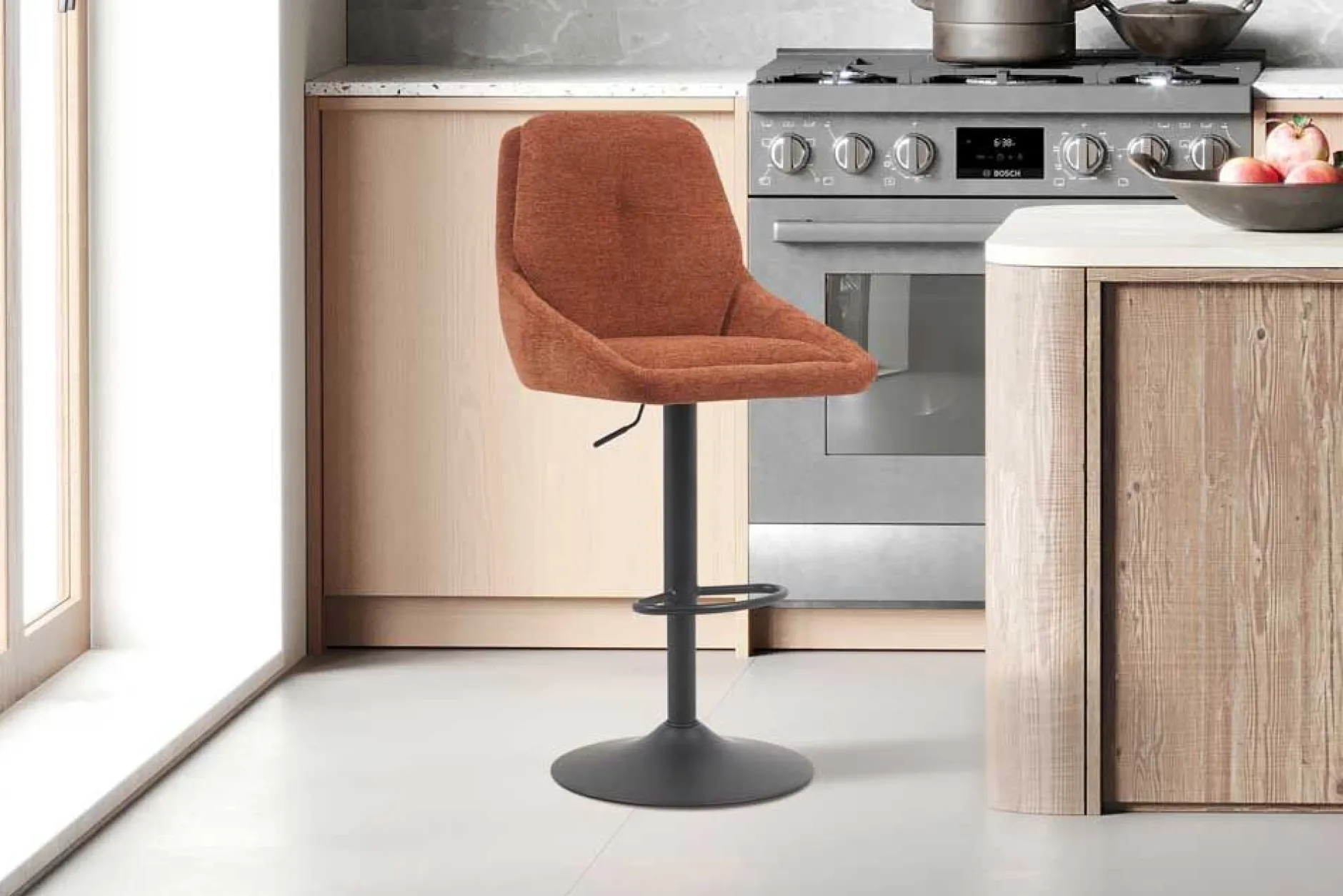 Barhocker Sabine - 50x60x100-121cm - verstellbar - drehbar - terracotta