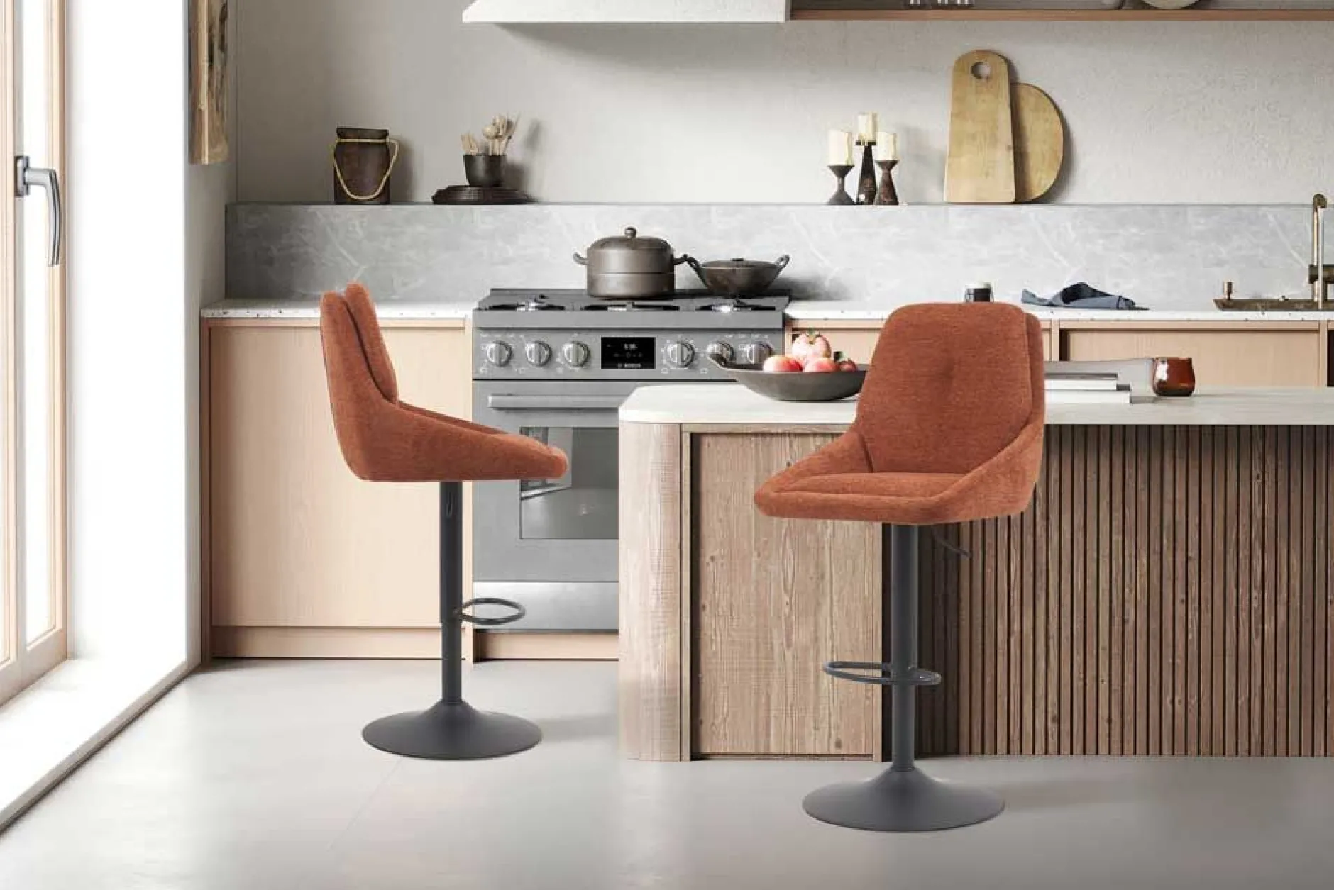Barhocker Sabine - 50x60x100-121cm - verstellbar - drehbar - terracotta