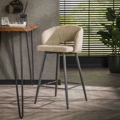 Barhocker Sieglinde-sandfarbener Bouclé
