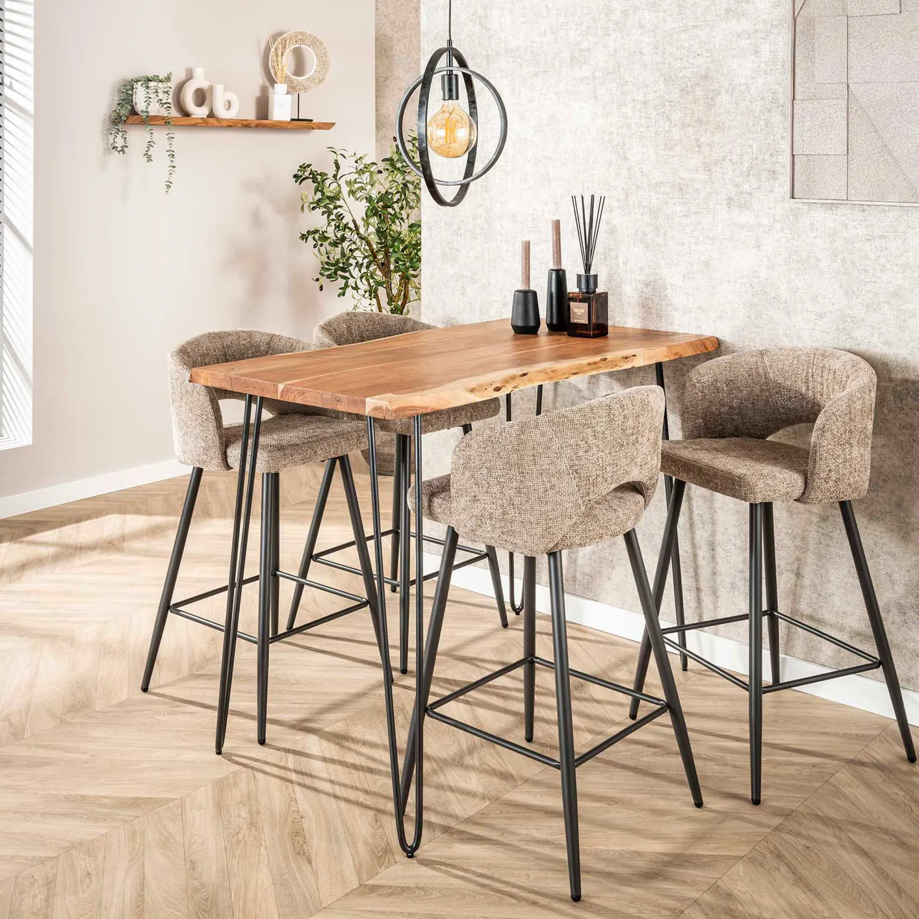 Barhocker Sieglinde - 51x50x94cm - beige bouclé