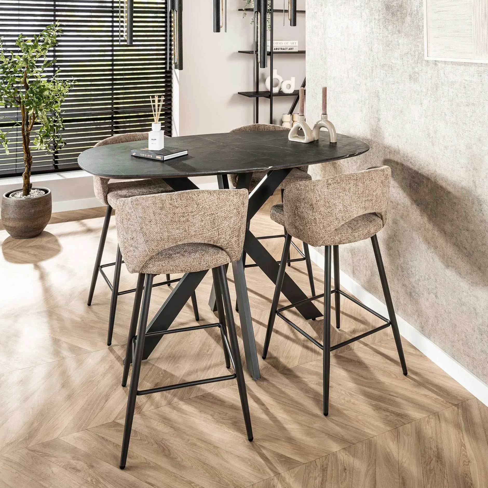 Barhocker Sieglinde - 51x50x94cm - beige bouclé