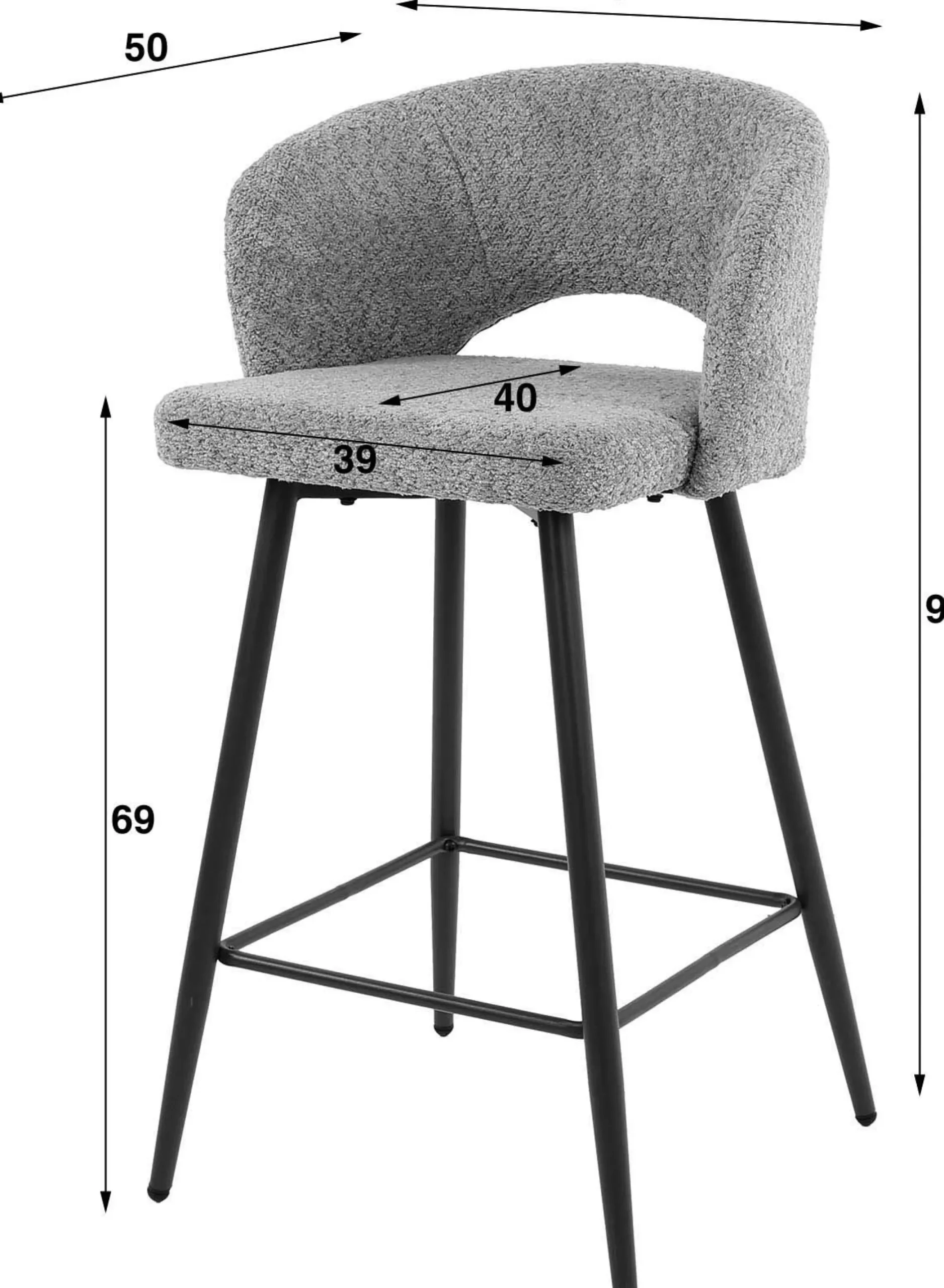 Barhocker Sieglinde - 51x50x94cm - beige bouclé