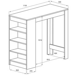 Bartable Aravis 115x50 mit Stauraum - Schwarz/Beton
