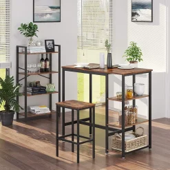 Bartisch Isolde 109x60 mit 3 Ablagen - braun/schwarz