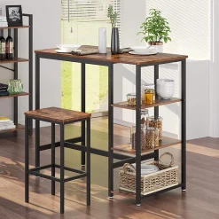 Bartisch Isolde 109x60 mit 3 Ablagen - braun/schwarz