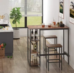 Bartisch Isolde 109x60 mit 3 Ablagen - braun/schwarz